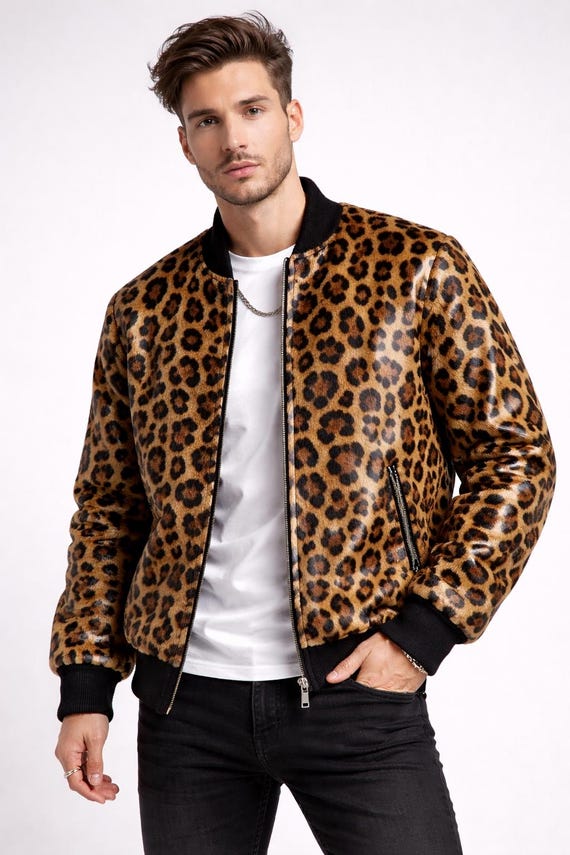 Leather Jacket Mens Bomber Jacket Print LEATHER BOMBER JACKET WITH SHEARLING AND ANIMAL AND FLORAL PRINT Coats  And Outerwear ETRO