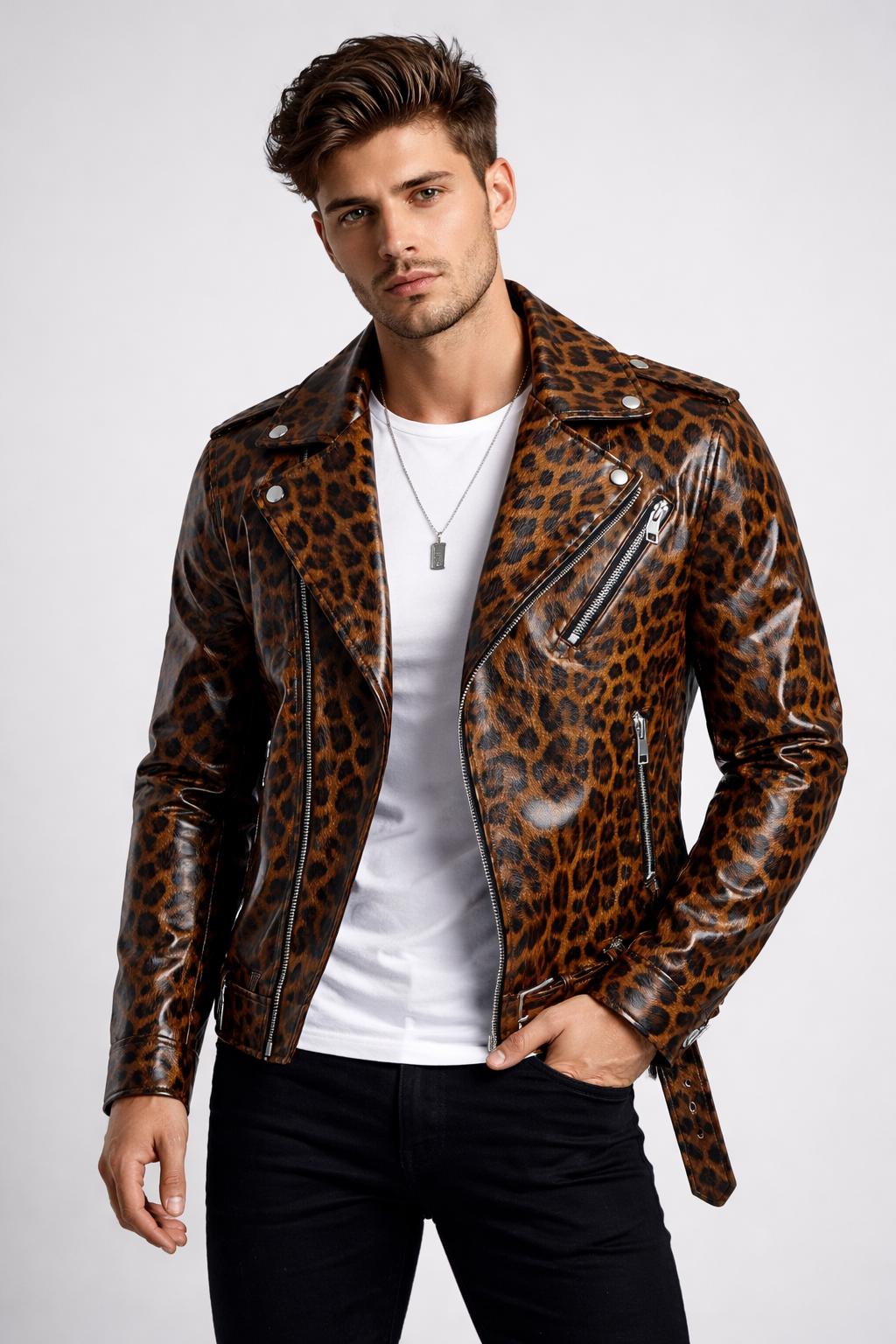 Leopard Biker Jacket - Etsy