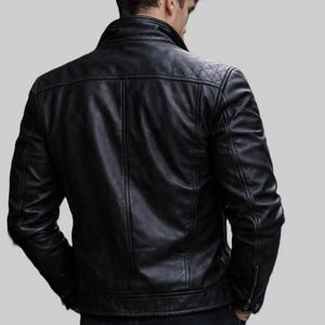 メンズ本革ジャケット - ヴィンテージスリムフィットバイカーモーターサイクルジャケット 画像 6