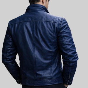 メンズ本革ジャケット - ヴィンテージスリムフィットバイカーモーターサイクルジャケット 画像 9
