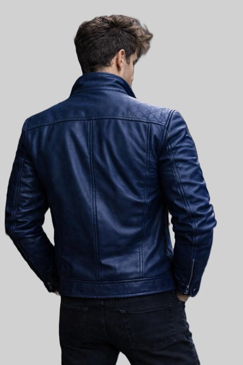 メンズ本革ジャケット - ヴィンテージスリムフィットバイカーモーターサイクルジャケット 画像 9