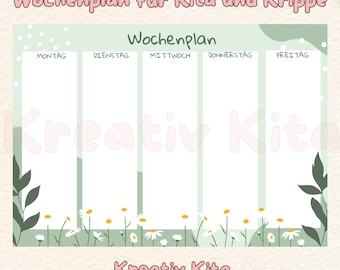 Weekly schedule for daycare & nursery - Canva template - Weekly overview for the group room - individually customizable
