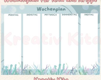 Weekly schedule for daycare & nursery - Canva template - Weekly overview for the group room - individually customizable - Underwater world