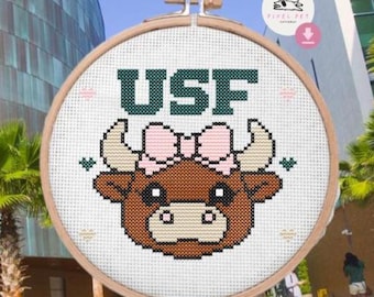 USF Cross Stitch Pattern l University of South Florida l Go Bulls l Cross Stitch Digital Pattern