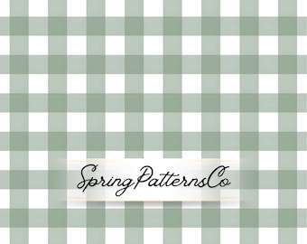Wzór w kratkę gingham w kolorze szałwiowej zieleni, powtarzający się wzór w kratkę Buffalo, projekt tkaniny, papier cyfrowy