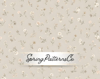 Diseño floral discreto neutro sin costuras, patrón repetitivo de pequeñas flores, diseño de tela minimalista