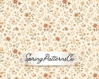 Vintage Floral Seamless Pattern, Cottagecore Flower Repeat Pattern, Fabric Design, Digital Paper