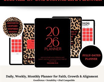 2026 Roter Leopard Digitaler Planer | GoodNotes iPad Planer (PDF)