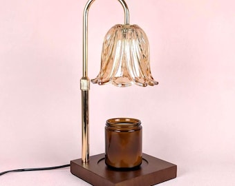 Candle Warmer & Wickless Candle Gift Set |  Electric Dimmable Candle Warmer Lamp| Nightstand Light| Flameless Wickless Amber Jar Candles