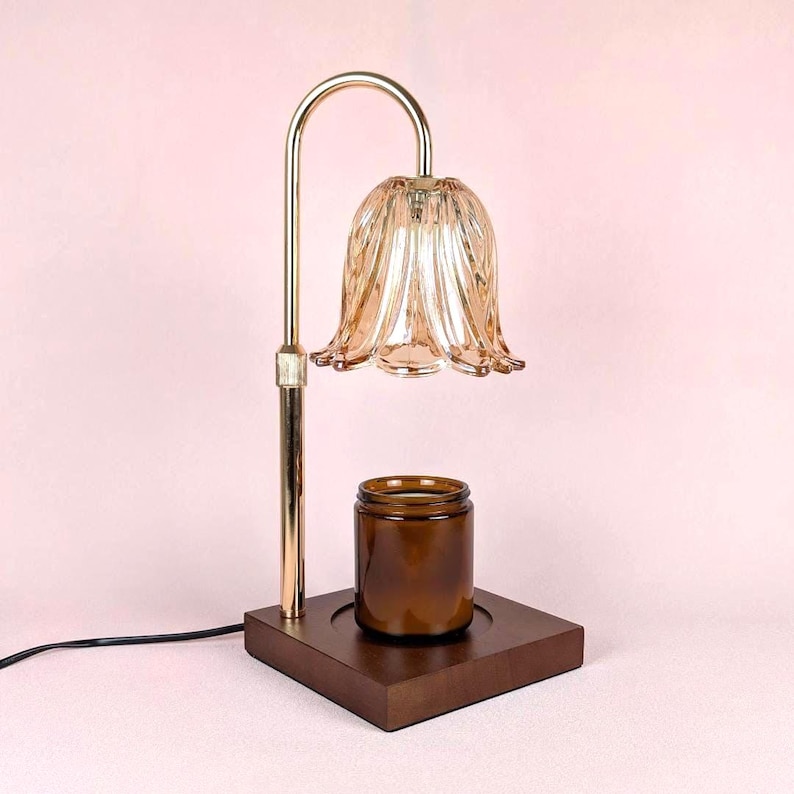 Candle Warmer & Wickless Candle Gift Set |  Electric Dimmable Candle Warmer Lamp| Nightstand Light| Flameless Wickless Amber Jar Candles