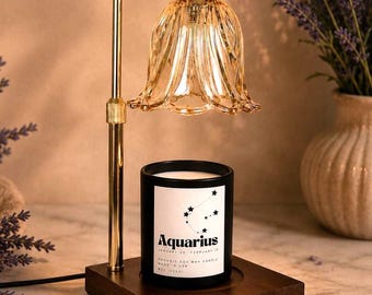 Candle Warmer & Wickless Zodiac Candle Gift Set | Wax Warmer Lamp|Birth Month Candle| Star Sign Candle |Astrology Birthday Horoscope Gift