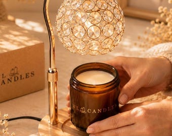 Dimmable Candle Warmer Lamp, Crystal Wax Melter With Wood Base  Timer, Adjustable Height, Modern Decor, Girls Gift , Soy Wax Warmer