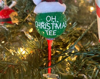 Oh Christmas Tee Golf Ball Ornament - Green