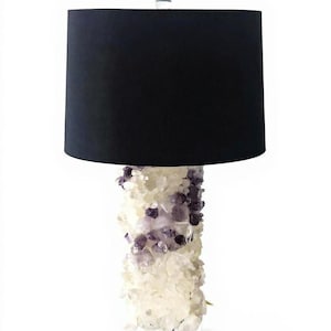 Quart and Amethyst Table lamp, Amethyst Quartz Table Lamp,  Geode  Light Boho Decor Rock Lamp Salt Lamp Agate Lamp
