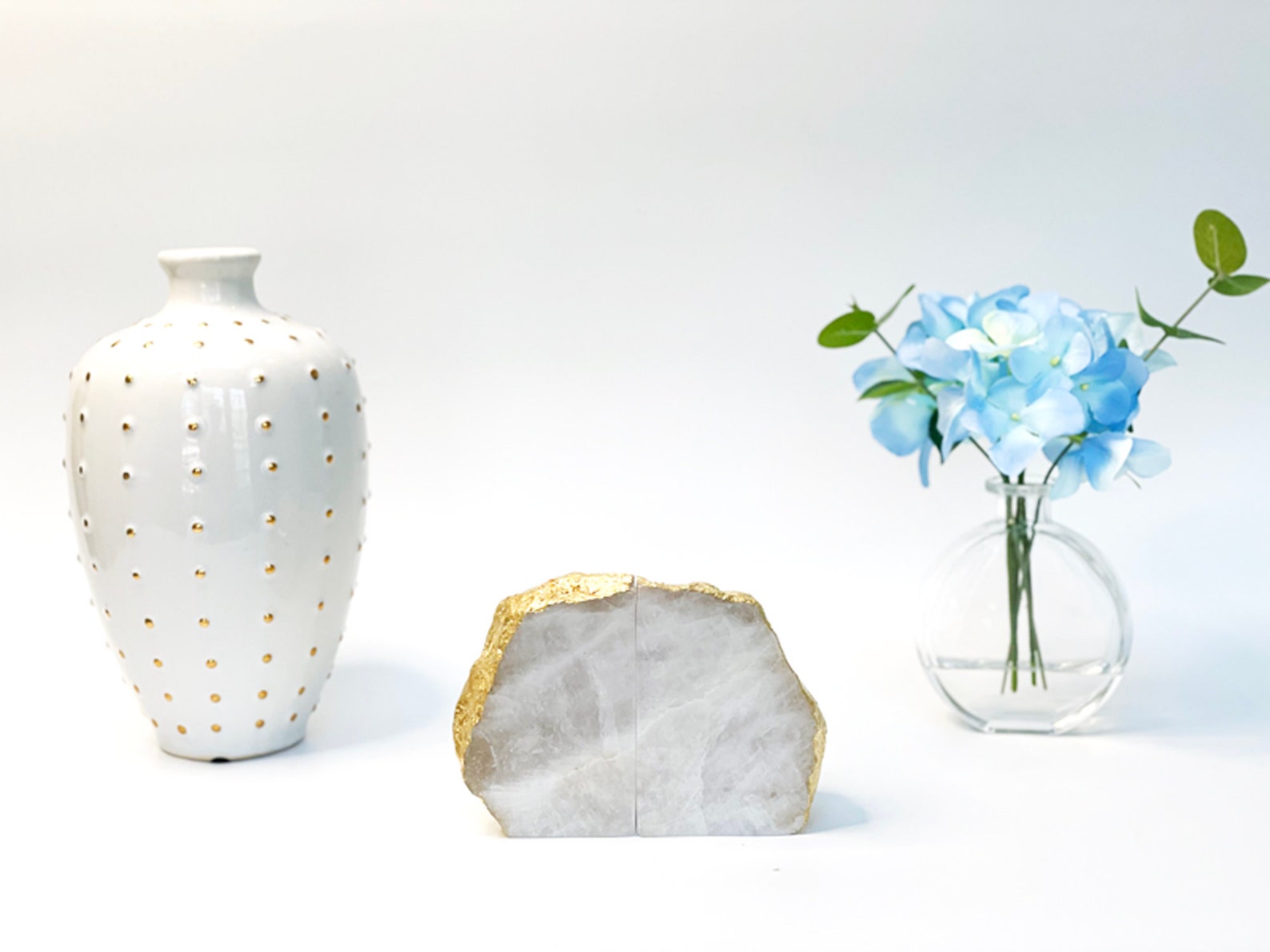 White Quartz Bookends Bookends Quartz Agate Bookends Etsy