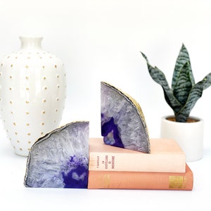Agate Bookends Purple, Geode Bookends, Crystal Bookends, Stone Bookends, Office Decor, Bohemian Decor, Healing Crystals