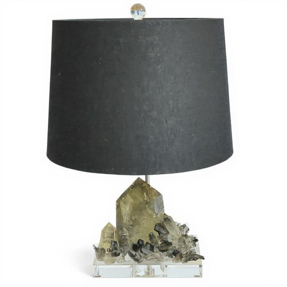 Table Lamp Smokey Citrine , Smokey Quartz Table Lamp, Lighting, Geode Lamp base, Quartz Crystal Lamps