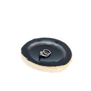 Agate Ring Dish - Black | Engagement Gift | Wedding Gift | Agate Bowl