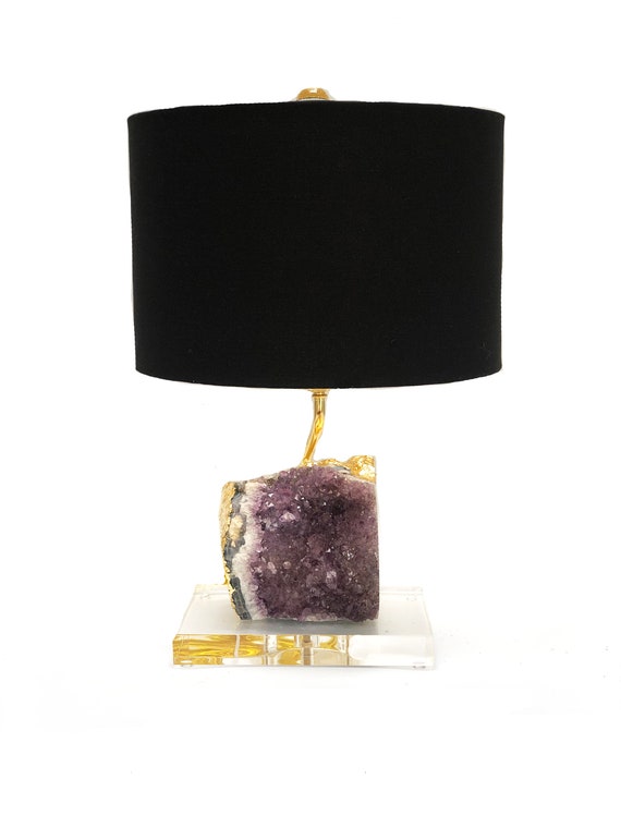 amethyst cluster table lamp