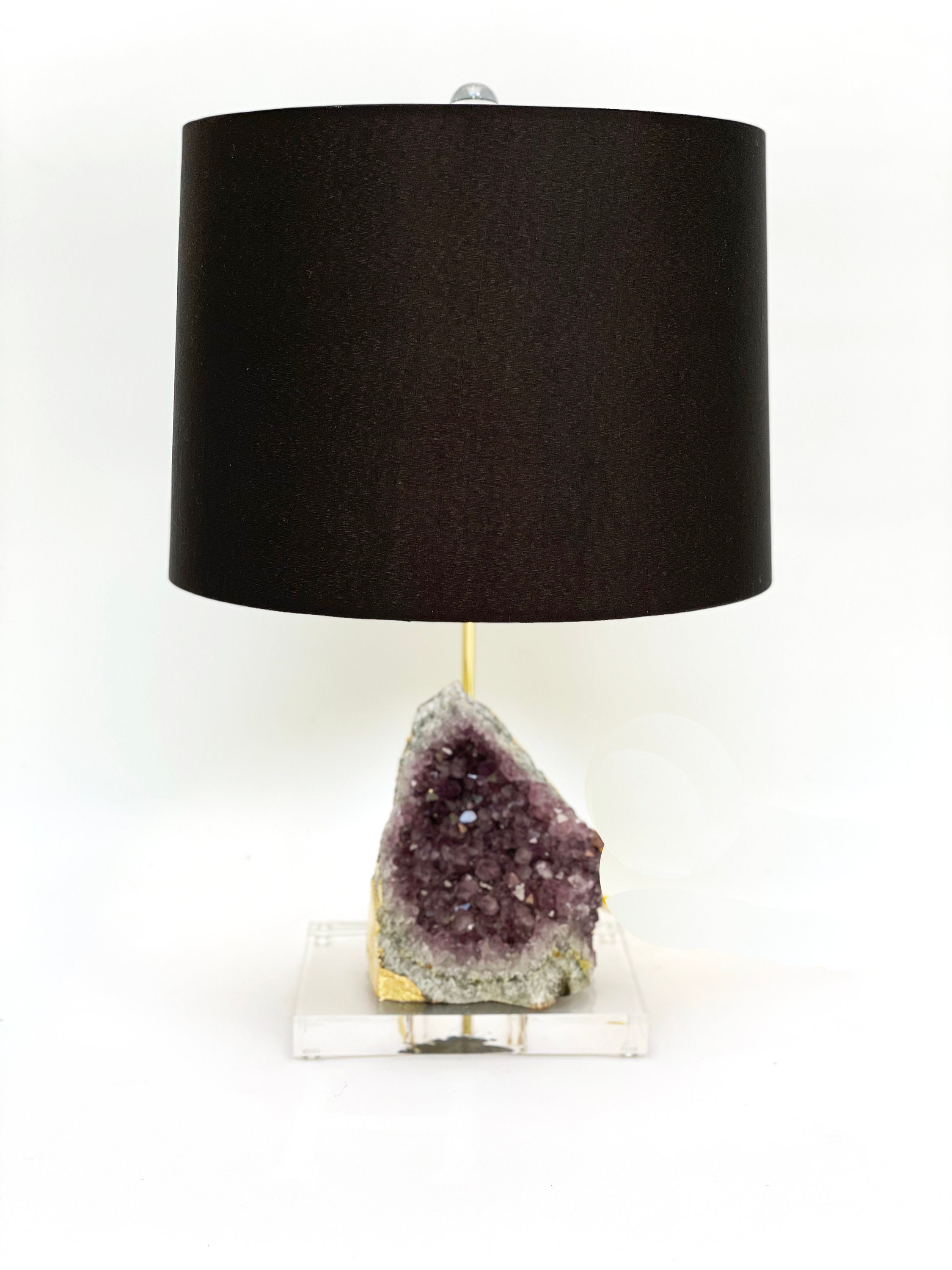 Handcrafted Amethyst Table Lamp Unique Crystal Decor for Home and