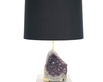 Handcrafted Amethyst Table Lamp - Unique Crystal Decor for Home and Office"