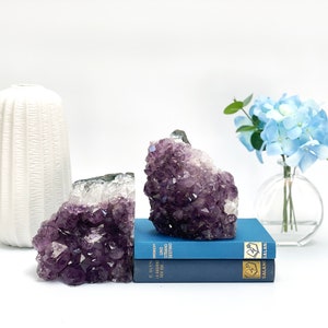 Amethyst Bookends, Amethyst Geode Bookends, Amethyst Cluster, Boho Decor, Gift For Her , Wedding Gift