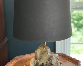 Table Lamp Smokey Citrine , Smokey Quartz Table Lamp, Lighting, Geode Lamp base, Quartz Crystal Lamps