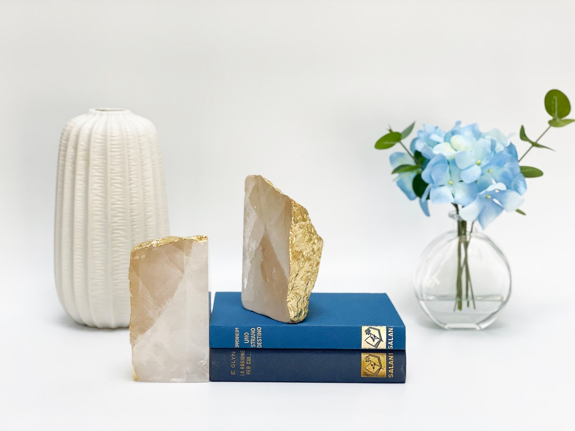 White Quartz Bookends Bookends Quartz Agate Bookends Etsy