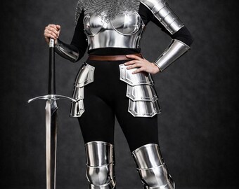 Women's Steel Armor Set: Breastplate, Helmet, Cosplay Costume