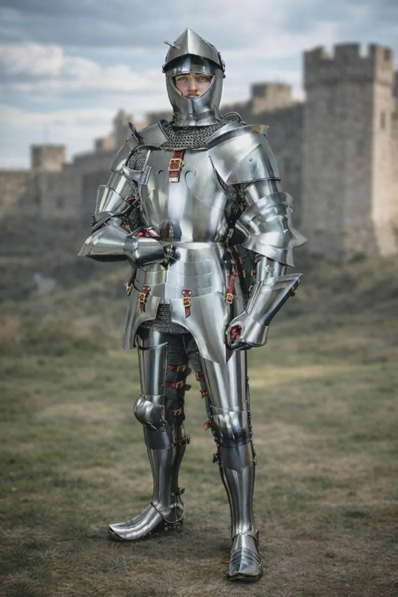 Men's Medieval Knight Armor Steel Full Plate Armor Suit | Polished ...