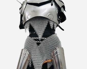 Medieval Knight Armor, Chainmail Cosplay Armor, Silver Costume Armor, Fantasy Warrior Costume