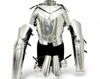 Medieval Knight Steel Armor | Cuirass, Pauldrons, Arm Guards | LARP Cosplay