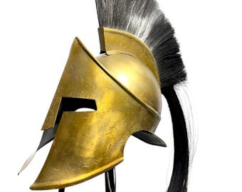 Spartan Helmet, Greek Warrior Costume Helmet, Ancient Greek Cosplay Headpiece, Gold Warrior Costume, Fantasy Helmet