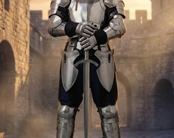 Medieval Full Plate Knight Armor – Steel Warrior Costume for LARP, Cosplay, Renaissance Fair