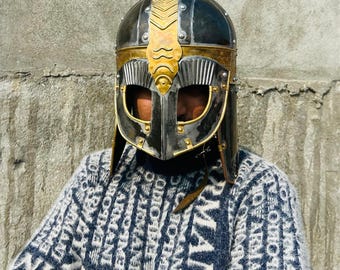 Gjermundbu Viking Helmet Anglo-Saxons Medieval Helmet With Chainmail & Wooden Stand