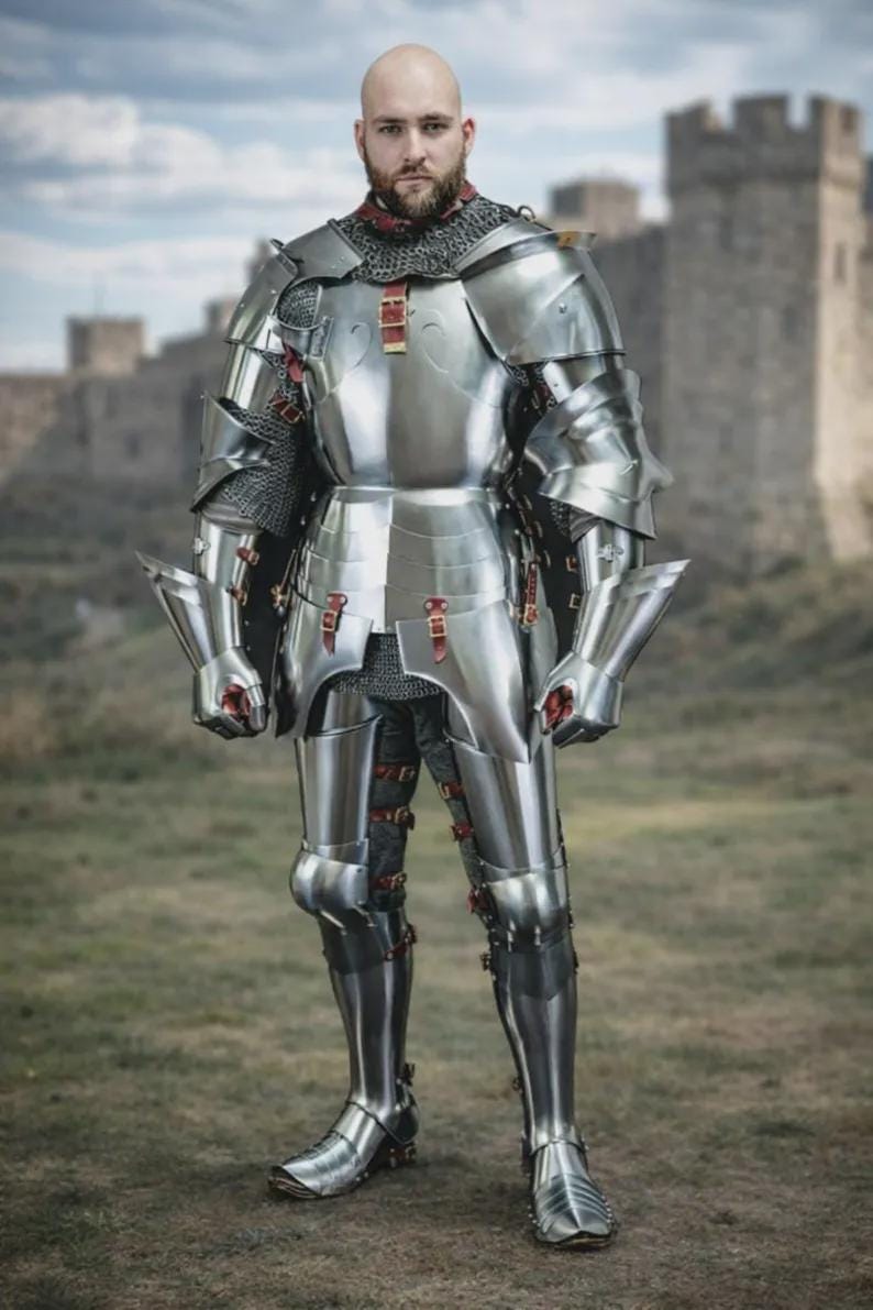 Men's Medieval Knight Armor Steel Full Plate Armor Suit | Polished ...