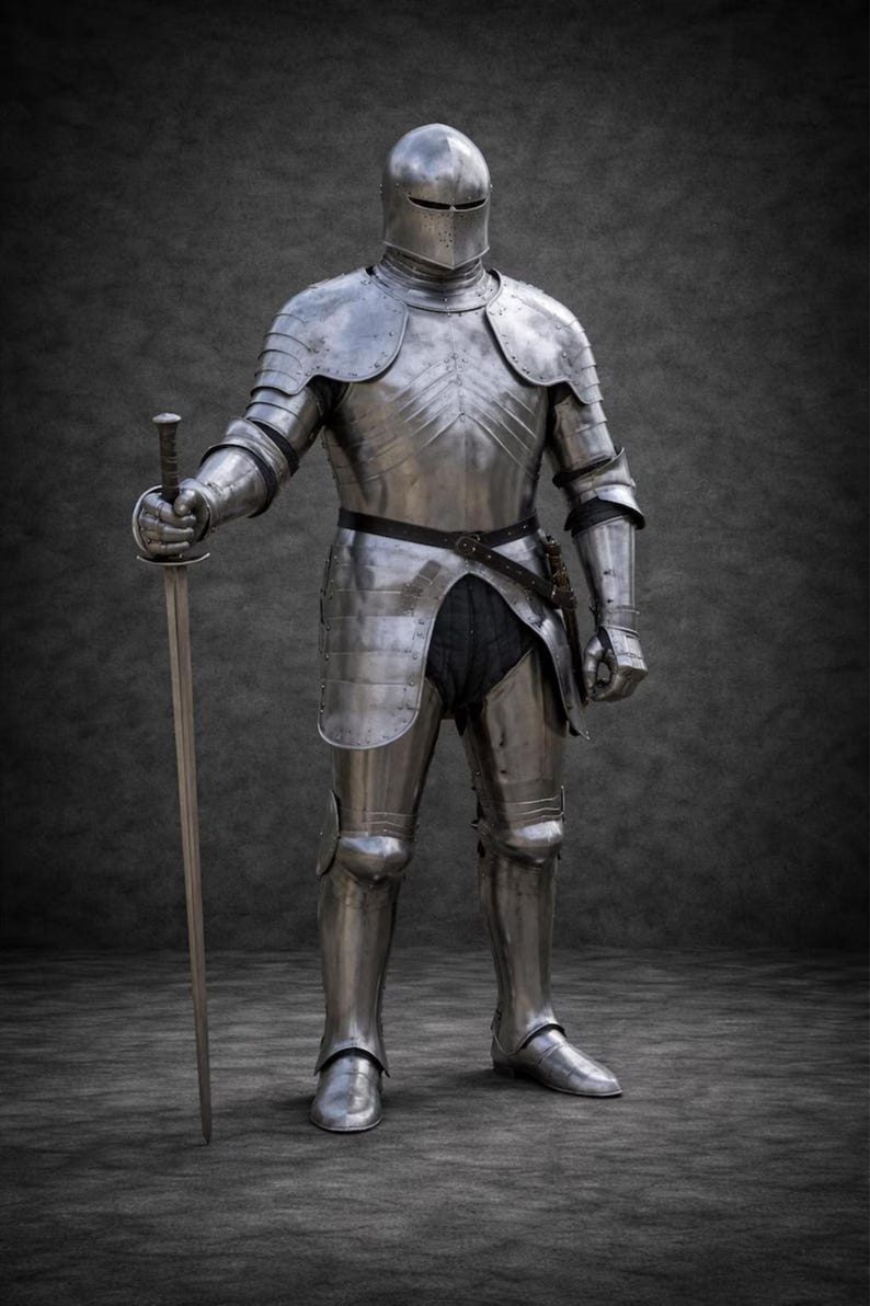 Medieval Full Plate Knight Armor – Classic Steel Warrior Suit for LARP ...