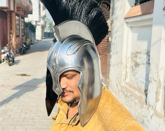 Spartan Helmet Greek Warrior Costume Helmet, Ancient Warrior Cosplay Headpiece, Gladiator Costume, Fantasy Helmet