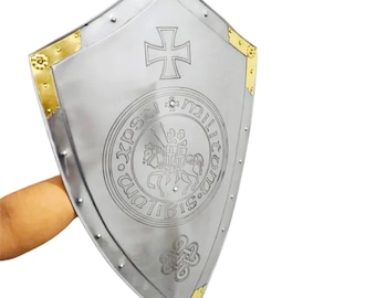 Personalised Steel Templar Shield | Medieval Knight Crusader Shield, 24"
