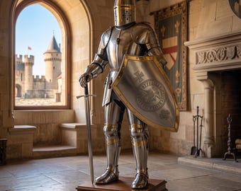 Wearable Medieval Knight Armor Suit - Full Body Steel Templar Crusader Costume - 18 Gauge LARP Cosplay Replica - Custom Size Available