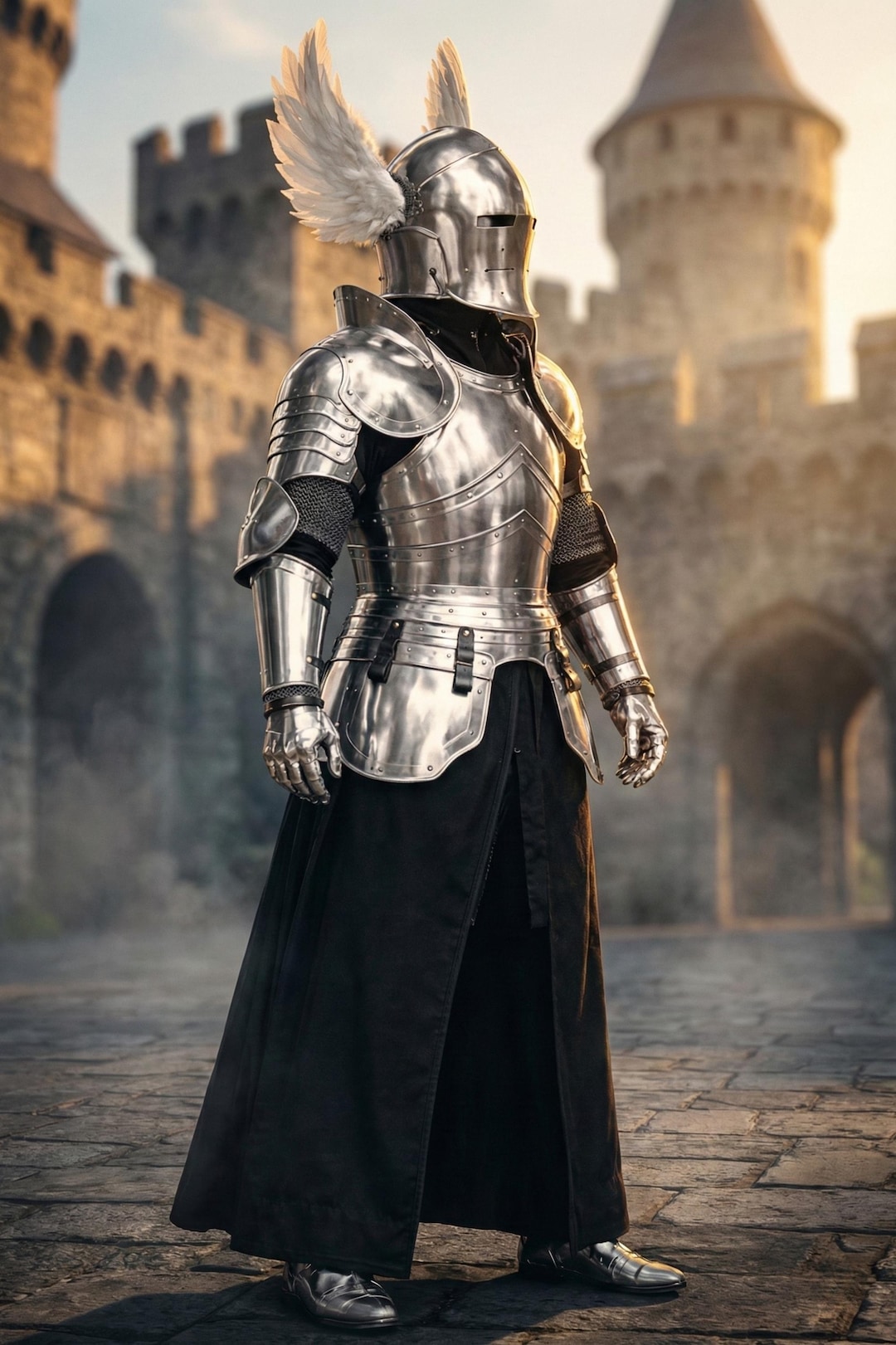 Angel Wing Medieval Knight Armor – Fantasy Steel Warrior Suit for LARP ...