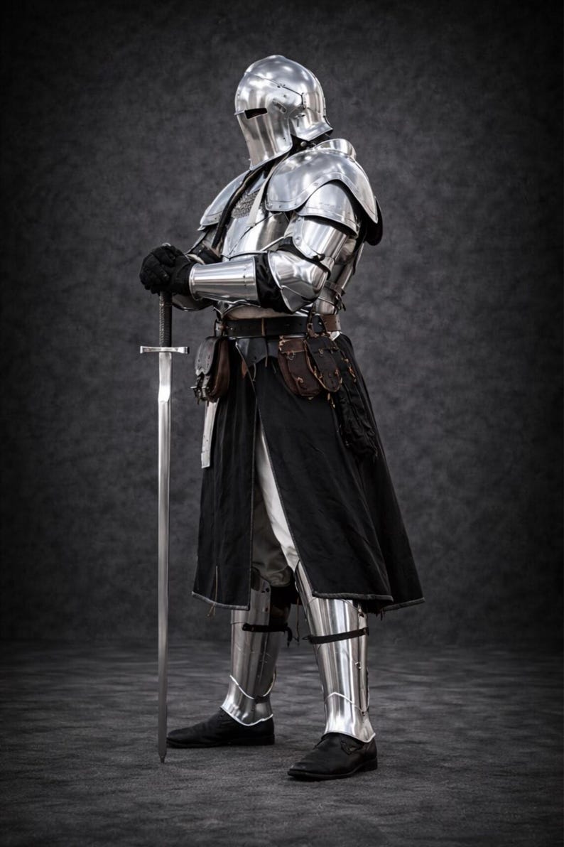 Steel Knight Armor Set – Medieval Warrior Costume for LARP, Cosplay ...