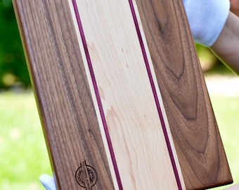 Handcrafted Wooden Cutting Board | Walnut & Purpleheart Butcher Block | Housewarming Gift