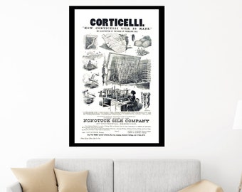 How Corticelli Silk is Made,  Poster from Turn of the Century , Nonotuck Company's Silk Manufacturing Centennial Award from 1900s