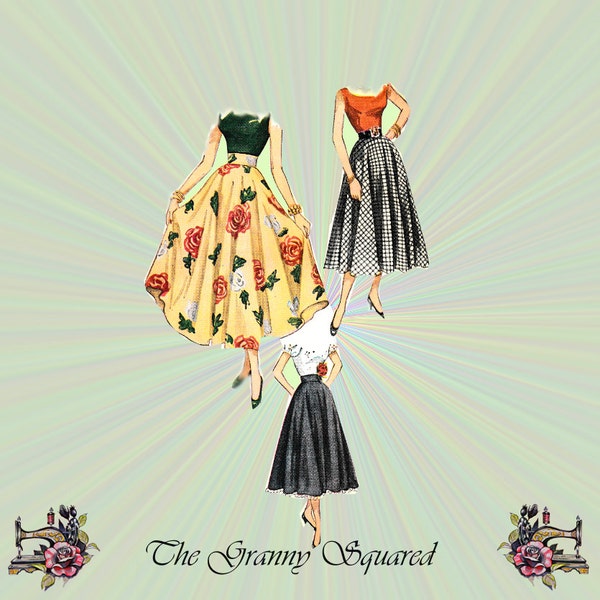 1940s Ballerina Skirt or Daytime Length Skirt Pattern, Circle Skirt with Side Zipper, Waist 26, Simplicity Sewing Pattern 2359