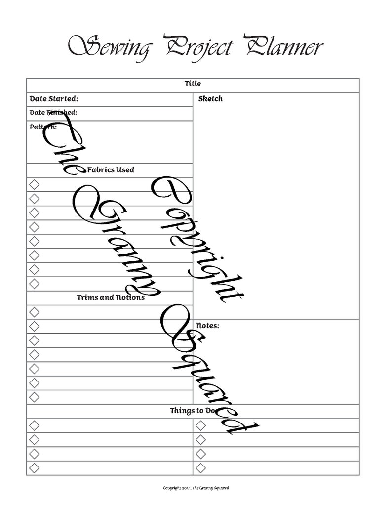 Digital Download, Sewing Project Planner Sheet, 3 Page Sewing Organizer, Reference Page, Journal, Croquis, Print at Home PDF, US Letter, A4 image 9