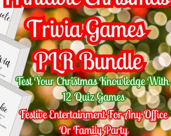 Christmas Trivia Games Bundle With Master Resell Rights MRR PLR Fun Holiday Office Party Family Activities Printable Download