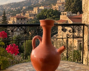 Handmade Lebanese Terracotta Jug – Traditional Clay Water Pitcher – Lebanese Fekhar Ibrik - Gift from Lebanon