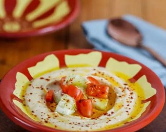 Set of 9 Lebanese Traditional Lebanese Foul/ Hummus - Creamy Melamine Mezze Plates