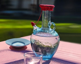 Lebanese Traditional Jug with Free Crochet cover (800 mL) - Glass Ibrik from Lebanon - Well packed
